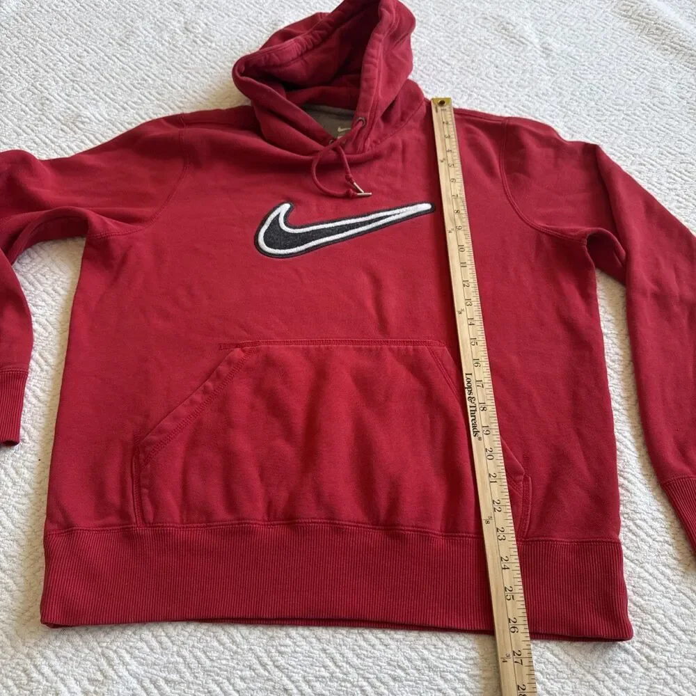 Vintage Nike Hoodie Men Medium Red Sweatshirt Sweater Big Center Swoosh Y2K 00s